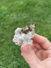 Load image into Gallery viewer, Olive Demantoid Garnet Cluster on Matrix