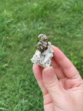 Load image into Gallery viewer, Olive Demantoid Garnet Cluster on Matrix