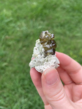 Load image into Gallery viewer, Olive Demantoid Garnet Cluster on Matrix