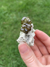 Load image into Gallery viewer, Olive Demantoid Garnet Cluster on Matrix