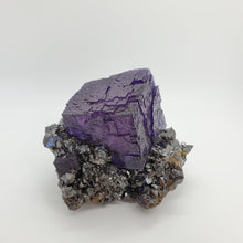 Load image into Gallery viewer, Violet Fluorite Cube on Sphalerite
