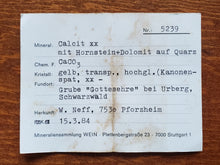 Load image into Gallery viewer, Yellow Calcite with Hornstein (Chert) and Dolomite on Quartz