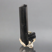 Load image into Gallery viewer, Black Schorl Tourmaline with Druzy Quartz Base