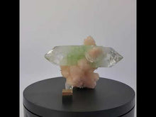 Load and play video in Gallery viewer, Doubly-Terminated Fluorapophyllite Crystal with Stilbite Rosettes