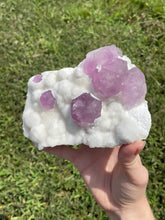 Load image into Gallery viewer, Pink-Purple Fluorite on Druzy Quartz
