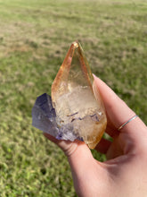 Load image into Gallery viewer, Elmwood Calcite on Purple Fluorite
