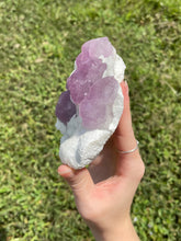 Load image into Gallery viewer, Pink-Purple Fluorite on Druzy Quartz
