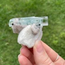 Load image into Gallery viewer, Aquamarine with Apatite on Feldspar
