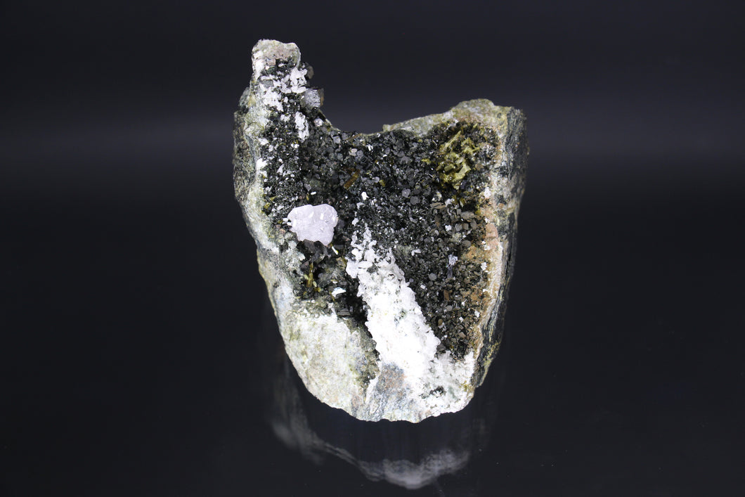 Apatite with Albite, Epidote, Augite, and Actinolite (var. Byssolite) on Matrix