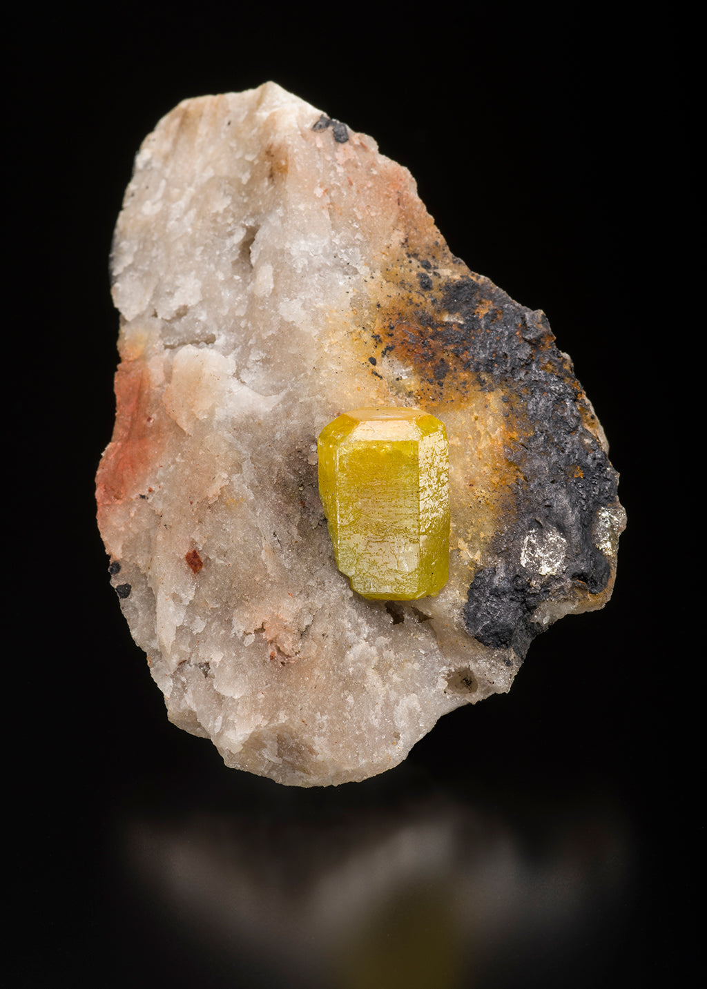 Doubly-Terminated Mimetite Crystal on Quartz, 19th c.